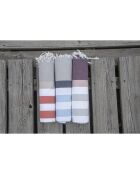 Fouta Arcachon grau/rosa/pflaume - 100x200 cm
