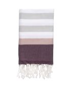 Fouta Arcachon grau/rosa/pflaume - 100x200 cm