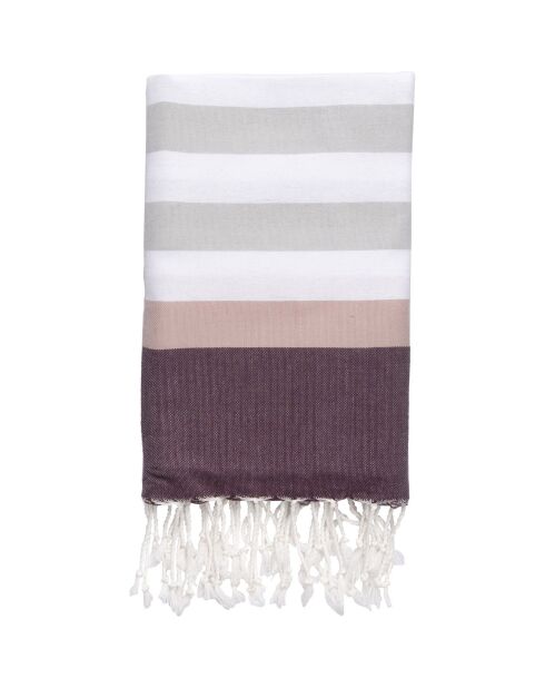 Fouta Arcachon grau/rosa/pflaume - 100x200 cm