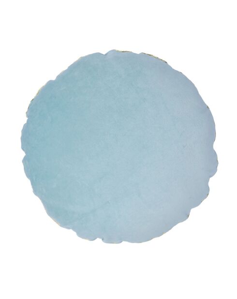 Coussin rond en velours de coton Bonbon bleu - D. 43cm