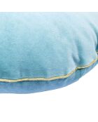 Coussin rond en velours de coton Bonbon bleu - D. 43cm