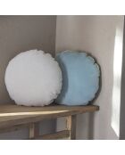 Coussin rond en velours de coton Bonbon bleu - D. 43cm