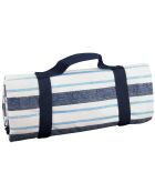 Wasserdichte Tischdecke mit blau/weißen Streifen - 140x140 cm