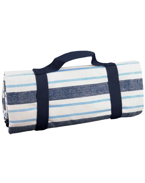 Wasserdichte Tischdecke mit blau/weißen Streifen - 140x140 cm