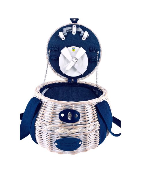 Panier à pique-nique en Osier Deauville bleu -  2 personnes