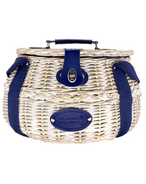 Panier à pique-nique en Osier Deauville bleu -  2 personnes