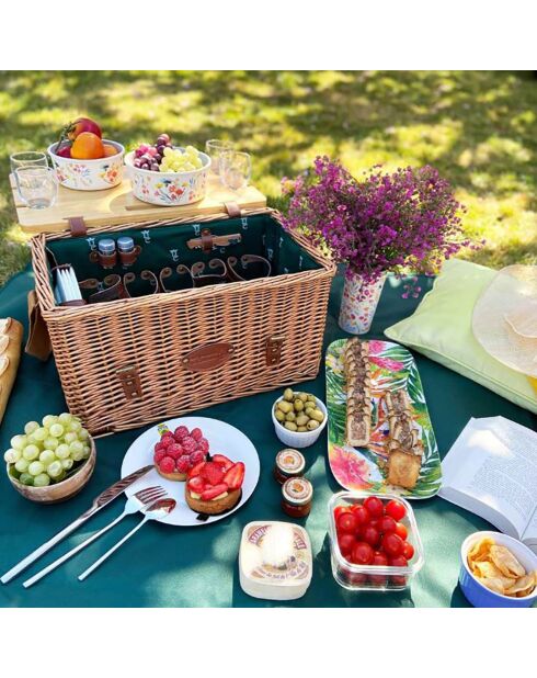 Panier à pique-nique en Osier & Cuir Saint Honoré vert - 4 personnes