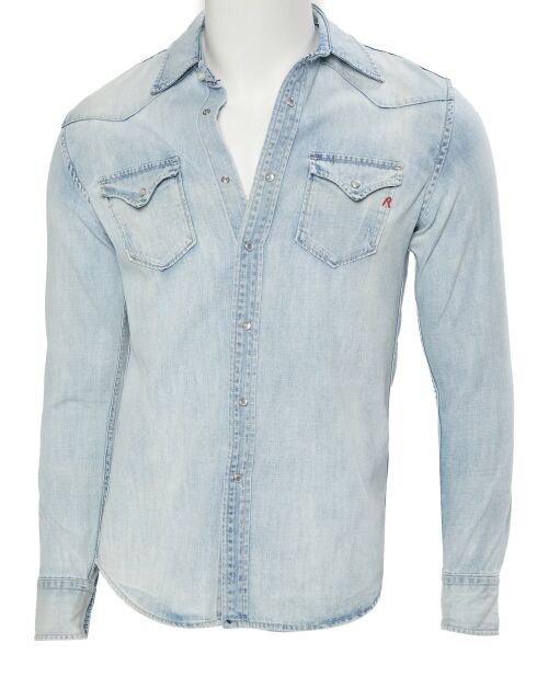 Lichtblauw Denim Light shirt met lange mouwen