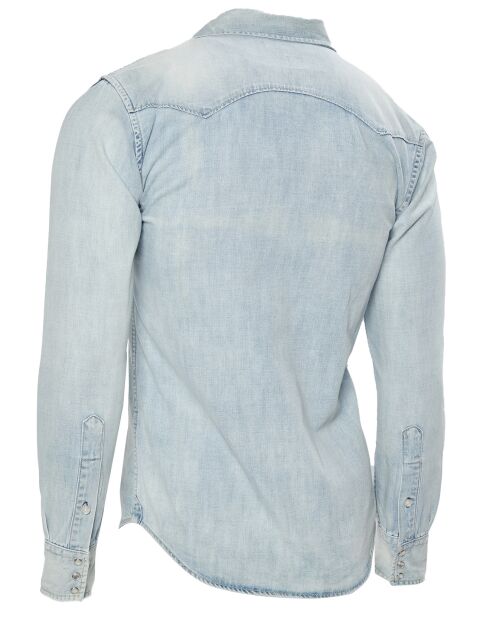 Lichtblauw Denim Light shirt met lange mouwen