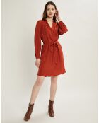 Robe en tissu façonné marron