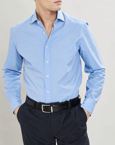 Chemise Slim Fit micro imprimé bleu ciel