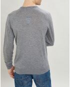 Pull en Laine, Soie & Cachemire col rond gris