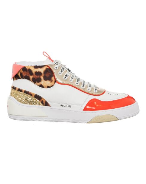 Sneakers en Cuir Wilow blanc/rouge/léopard