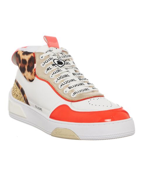 Sneakers en Cuir Wilow blanc/rouge/léopard