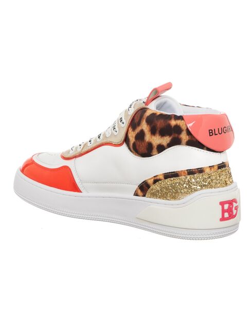 Sneakers en Cuir Wilow blanc/rouge/léopard