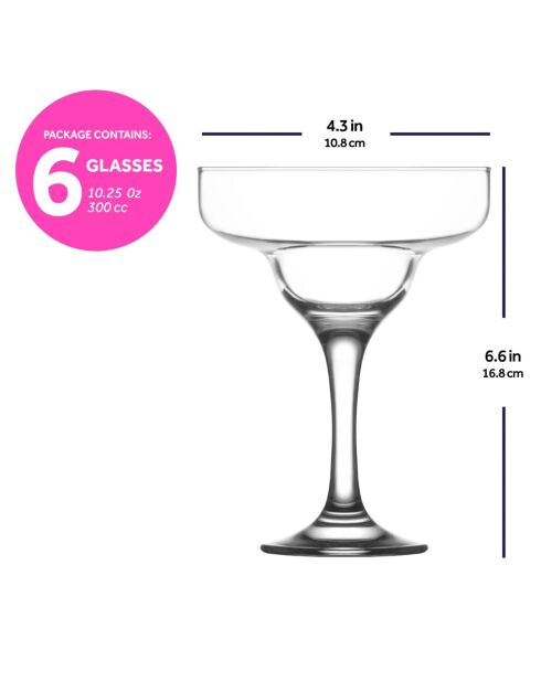 6 transparante cocktailglazen - 300 ml
