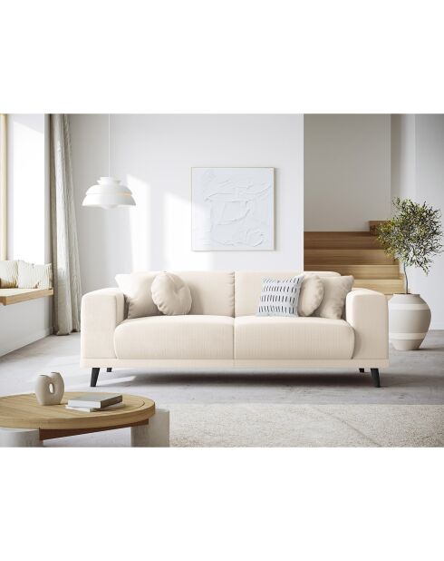 Canapé Giorgio Velours Côtelé 2 Places beige clair - 170x92x74 cm