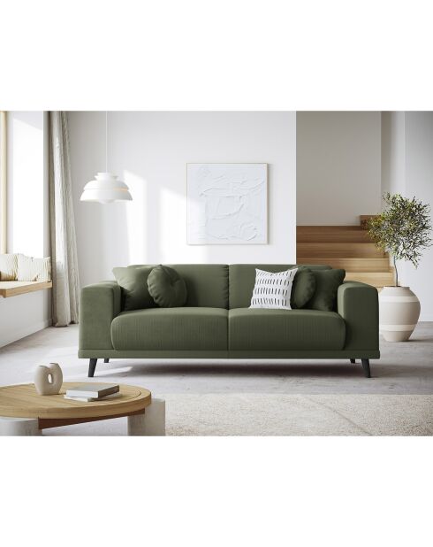 Canapé Giorgio Velours Côtelé 2 Places vert - 170x92x74 cm