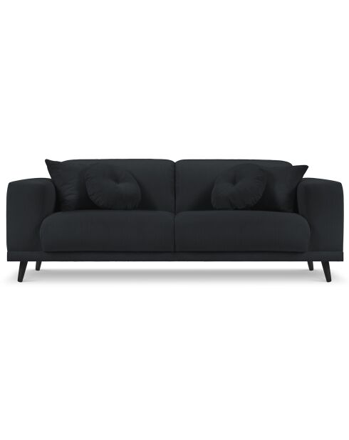 Canapé Giorgio Velours Côtelé 2 Places noir - 170x92x74 cm
