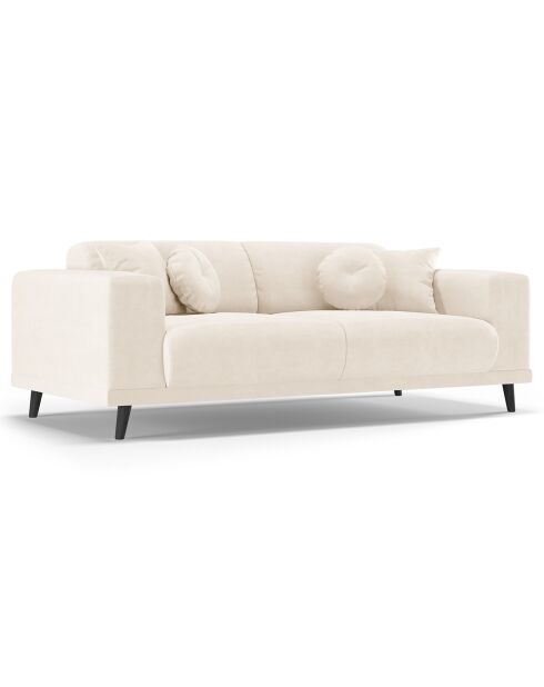 Canapé Velours Giorgio 3 Places beige clair - 203x92x74 cm