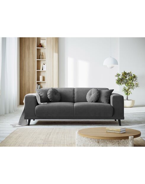 Canapé Velours Giorgio 3 Places gris - 203x92x74 cm