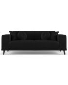 Canapé Velours Giorgio 3 Places noir - 203x92x74 cm
