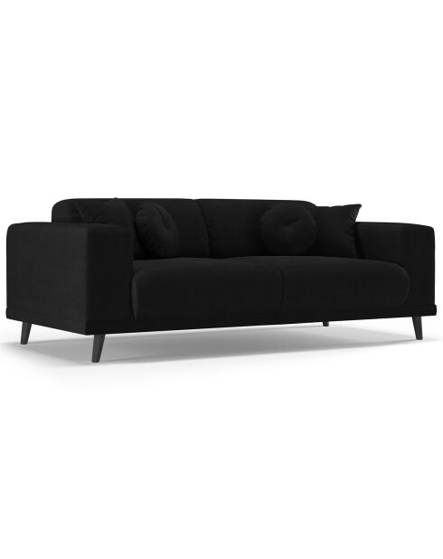 Canapé Velours Giorgio 3 Places noir - 203x92x74 cm