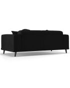 Canapé Velours Giorgio 3 Places noir - 203x92x74 cm