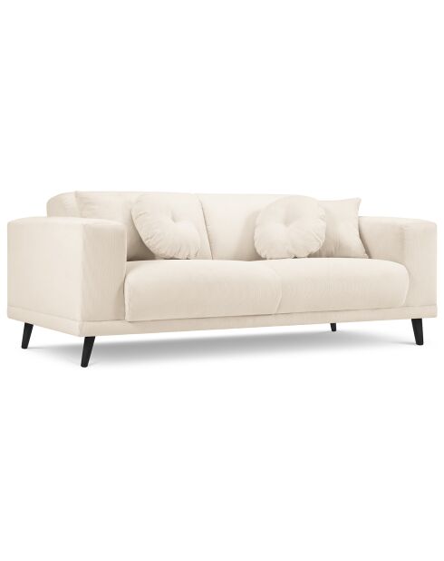 Canapé Giorgio Velours Côtelé 3 Places beige clair - 203x92x74 cm