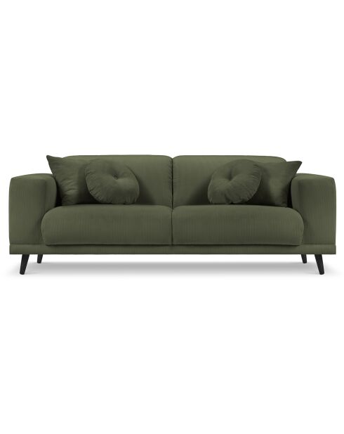 Canapé Giorgio Velours Côtelé 3 Places vert - 203x92x74 cm
