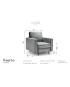 Fauteuil Velours Santo noir - 80x90x90 cm