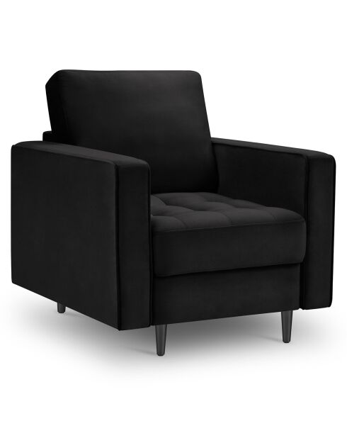 Fauteuil Velours Santo noir - 80x90x90 cm
