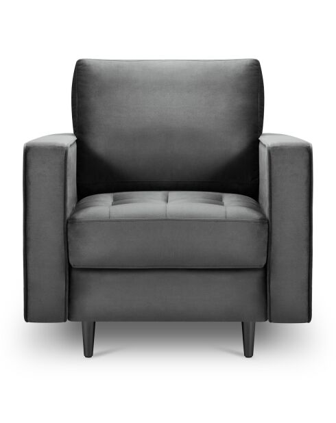 Fauteuil Velours Santo gris foncé - 80x90x90 cm