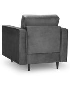 Fauteuil Velours Santo gris foncé - 80x90x90 cm