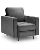 Fauteuil Velours Santo gris foncé - 80x90x90 cm