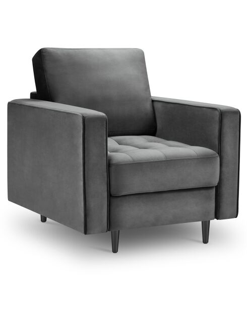 Fauteuil Velours Santo gris foncé - 80x90x90 cm