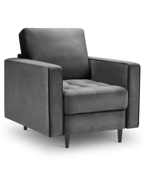 Fauteuil Velours Santo gris foncé - 80x90x90 cm
