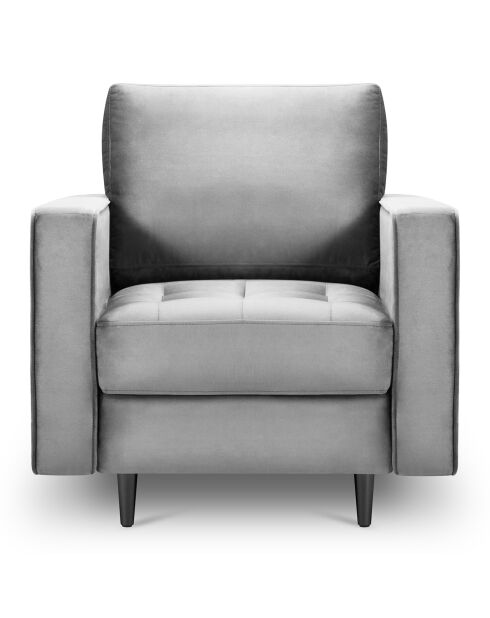 Fauteuil Velours Santo gris - 80x90x90 cm