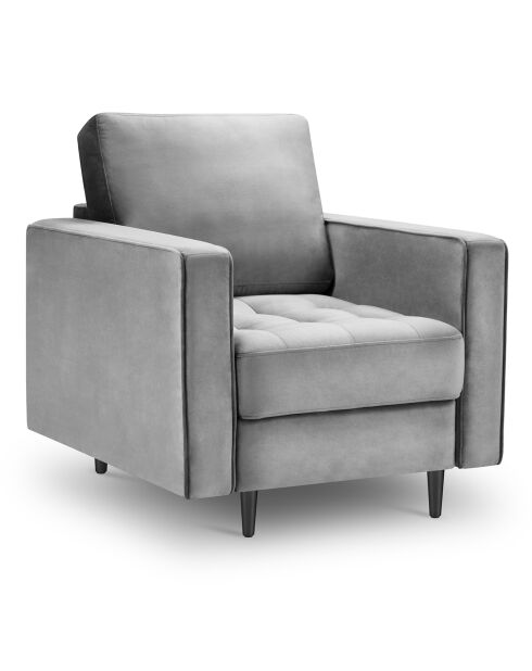 Fauteuil Velours Santo gris - 80x90x90 cm