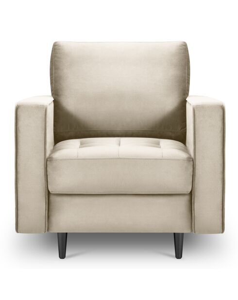 Fauteuil Velours Santo beige - 80x90x90 cm