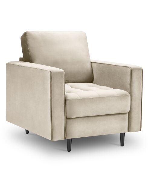 Fauteuil Velours Santo beige - 80x90x90 cm