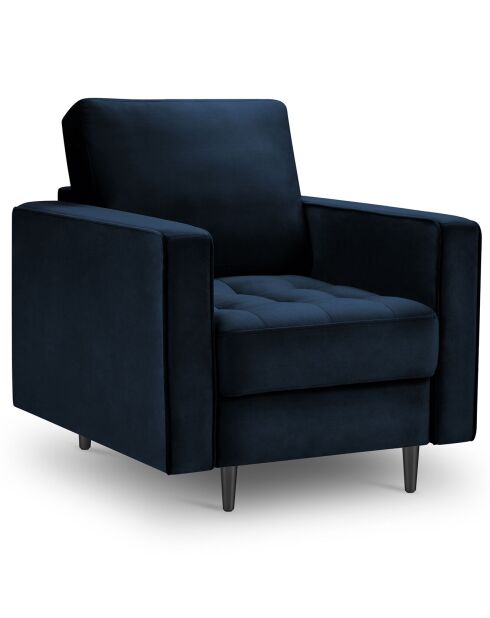 Fauteuil Velours Santo bleu roi - 80x90x90 cm