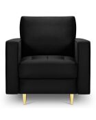 Fauteuil Velours Santo noir - 80x90x90 cm