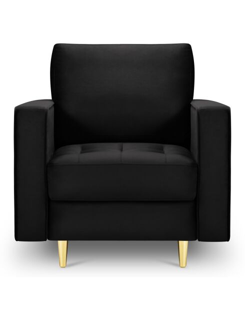 Fauteuil Velours Santo noir - 80x90x90 cm
