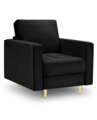Fauteuil Velours Santo noir - 80x90x90 cm