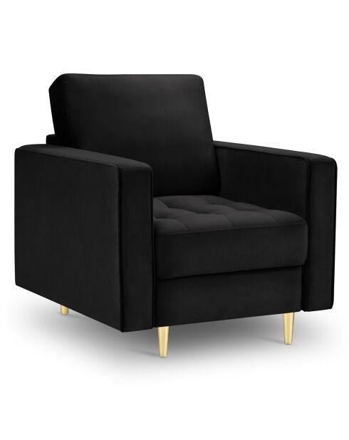 Fauteuil Velours Santo noir - 80x90x90 cm