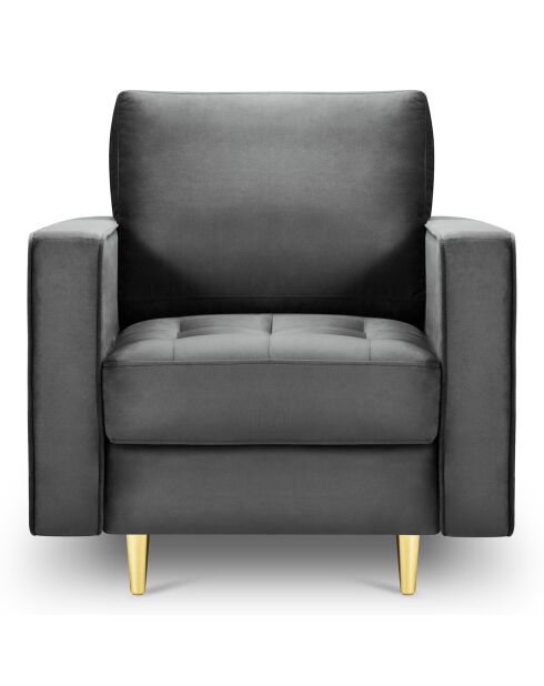 Fauteuil Velours Santo gris foncé - 80x90x90 cm