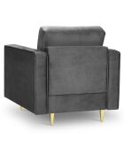 Fauteuil Velours Santo gris foncé - 80x90x90 cm