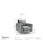 Fauteuil Velours Santo gris foncé - 80x90x90 cm