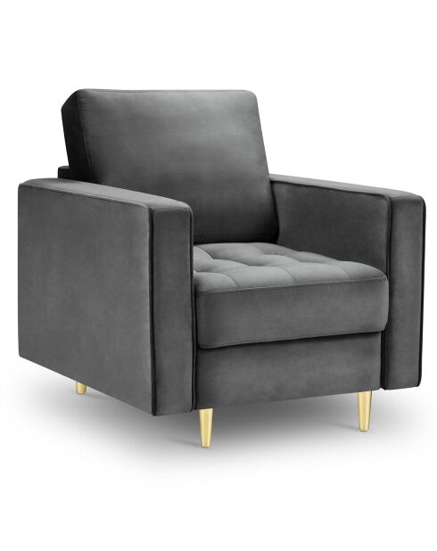 Fauteuil Velours Santo gris foncé - 80x90x90 cm